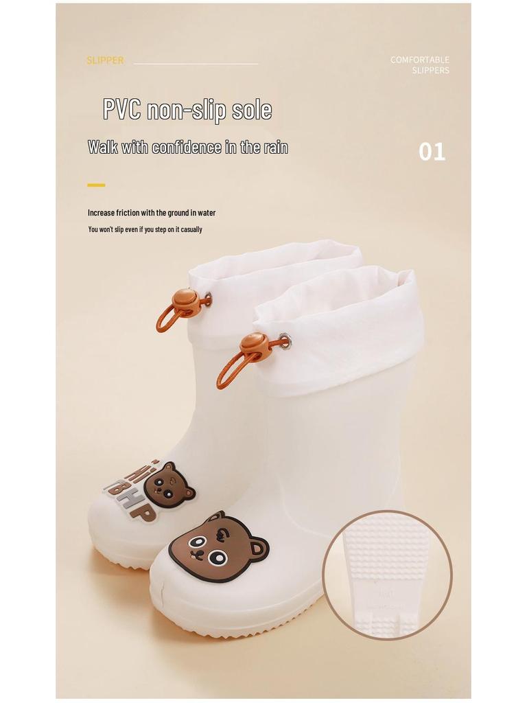 Водонепроницаемые детские резиновые сапоги Feng Qing Fan с нескользящей подошвой и эластичной манжетой - Мультяшный дизайн для малышей