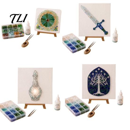 Stress Relief Creative Hobby DIY Mosaic Art Kit, Fantasy Circular Door Tile Craft Diy Kit Sea Glass for Adults Beginners, Handmade Gift Personalized