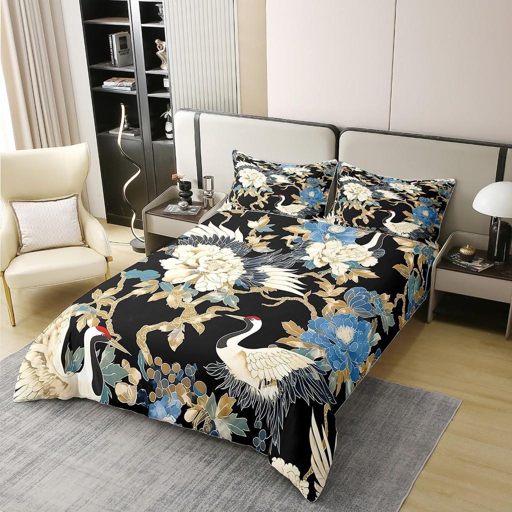 Botanical Floral Duvet Cover Queen King Size Floral Quilt Cover Bedding Set Teen Adult Room Decor Nature Theme 3 Piece Set