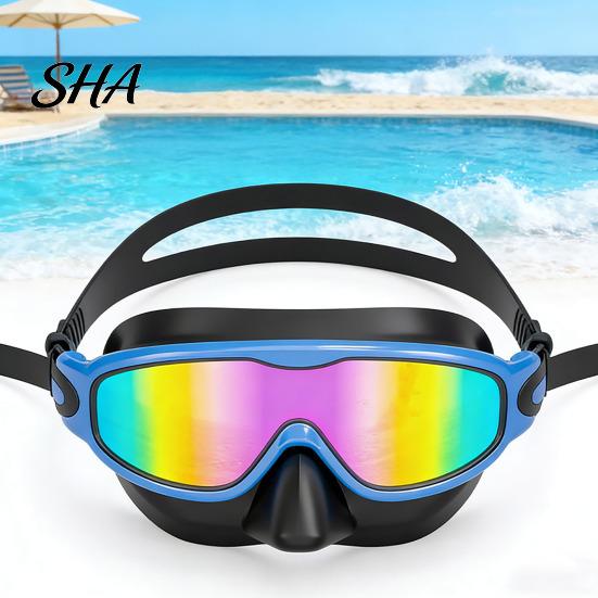 Swim Goggles with Case Clip-On Case, 180 Degrees Wide View Anti-UV Waterproof Pool Goggles, No Leakage Anti-Fog Swimming Eyewear for Children
