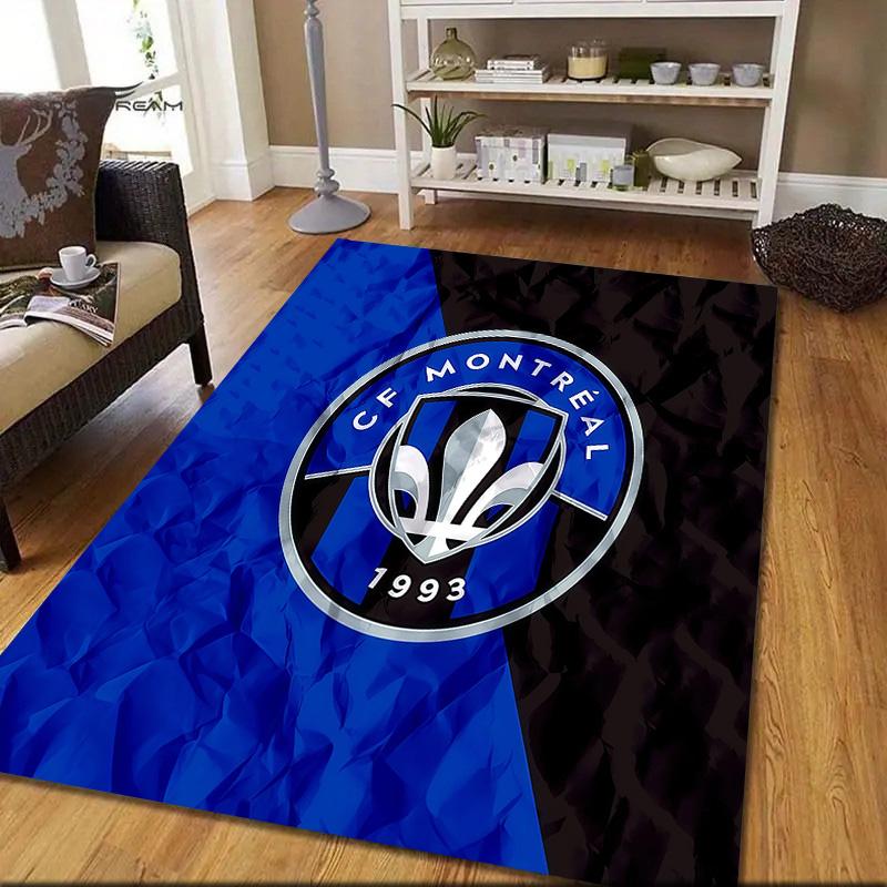 CF Montréal Flannel Pattern Square Carpet,Area Rug,Carpet Rug for Living Room Bedroom Sofa Playroom Decor,Non-slip Floor Mat