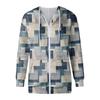 Women's Fashion Irregular Geometric Print Long Sleeve Pocket Loose Zipper Hooded Hoodie Jacket