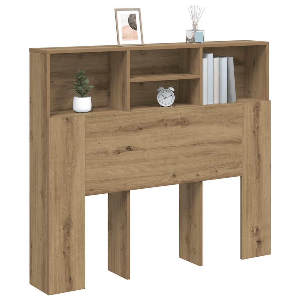 Bed Headboard with Shelves Artisan Oak 120 x 19 x 103.5 cm