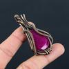 Кашмирский красный рубин, созданный в лаборатории драгоценный камень, чистая медная проволока, ювелирное изделие, подвеска ручной работы для женщин