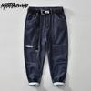 Spring New Men's Jeans Korean Fashion Casual Baggy Denim Cargo Pants Pure Cotton Elastic Waist Ankle Length Men Trousers with Belt Youth Streetwear