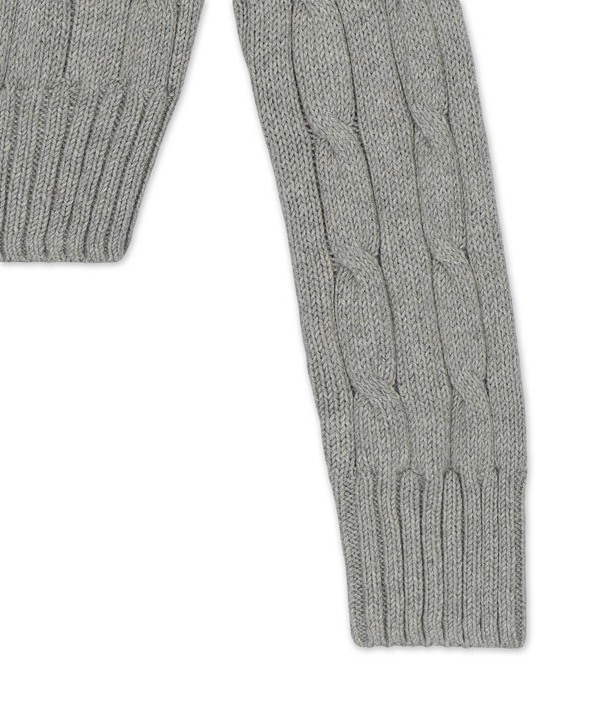 POLO RALPH LAUREN Cable Knit Cotton Crew Neck Sweater - Grey