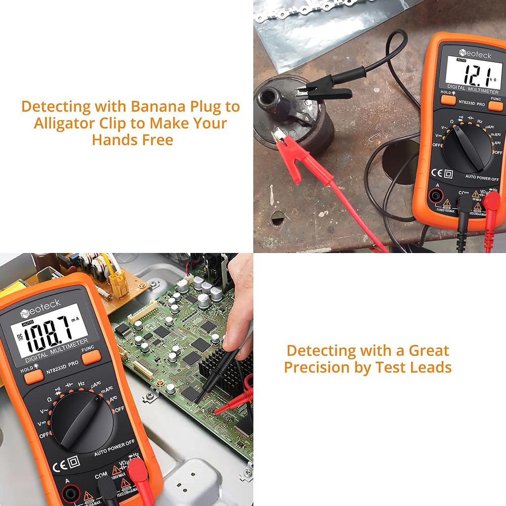 Neoteck Digital Continuity Capacitor Alligator Clip Japanese Instruction Manual Batteries Included Multimeter, Voltage, Current, Resistance, Check,