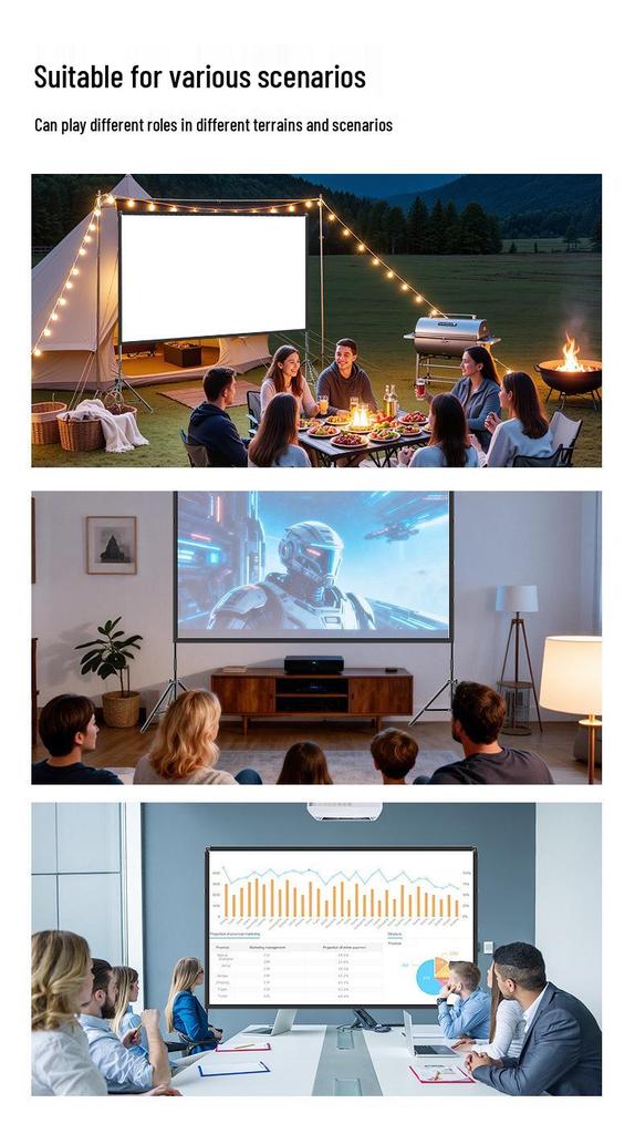 100-120 Inch Portable HD Anti-Light Outdoor Projector Screen