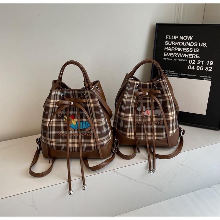 Ielgy Korean Version Trendy Fashion Backpack Niche High-End Bucket Bag