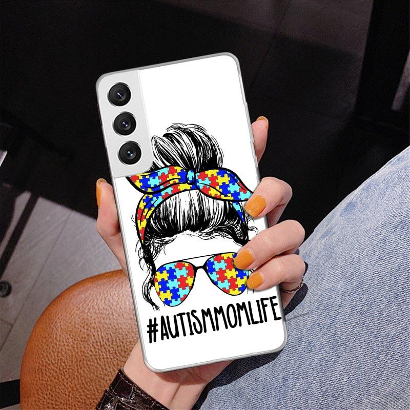Autism Support Puzzle Phnoe Case for Samsung Galaxy S26 S25 Edge S23 S24 Ultra S22 Plus S21 S20 FE Unique Cover Soft Coque Galax
