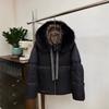 Autumn and winter new real fur collar hooded down jacket women's European goods short thickened warm jacket webbing drawstring
