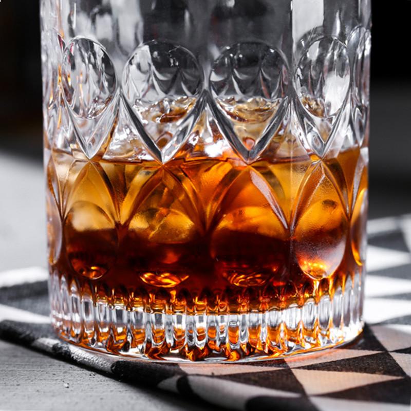 Houseware Premium Crystal Whiskey Glasses Drinking Glasses Lead-free Glass Engraved Cognac Glass Perfect for Cocktail Juice