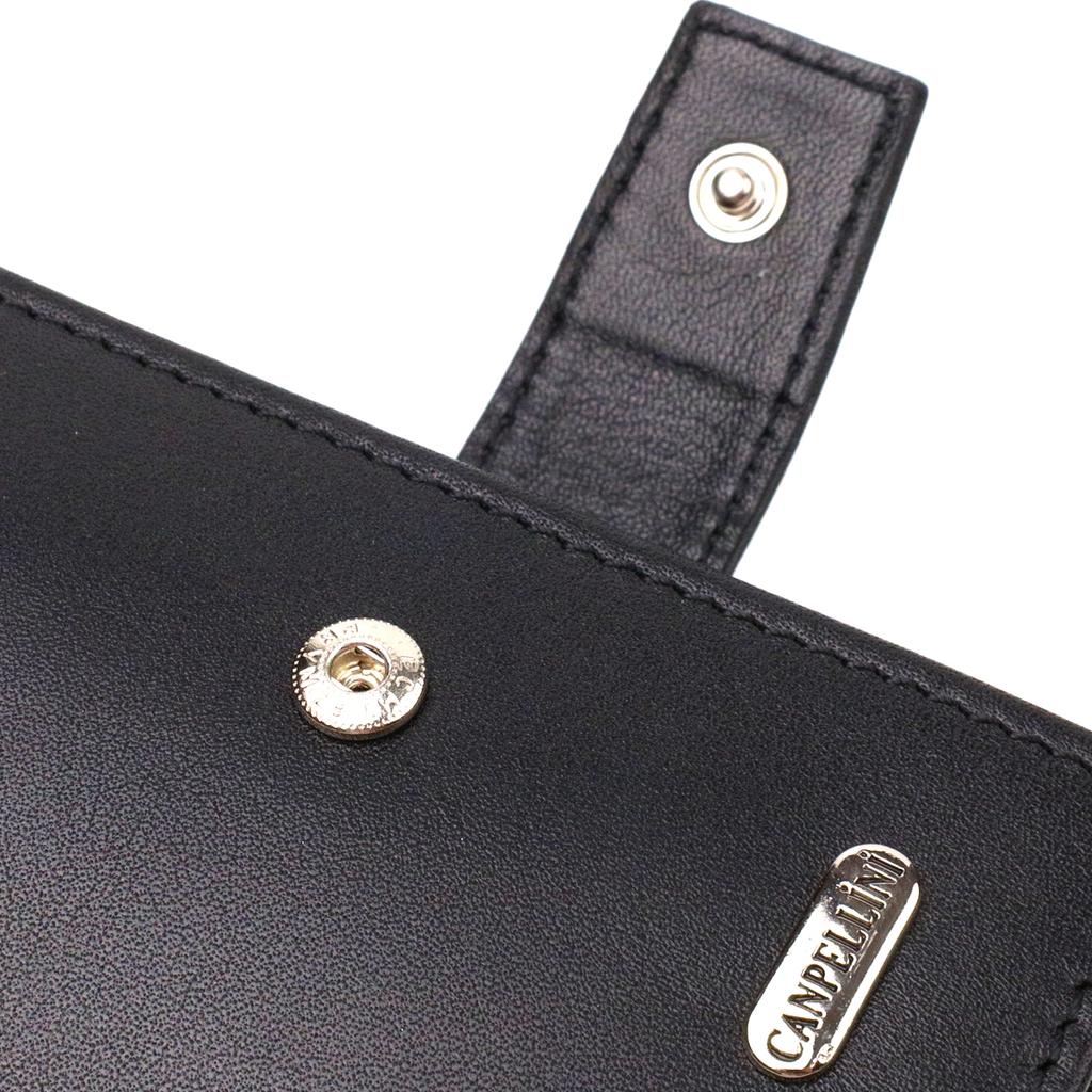 Модный мужской бумажникн из натуральной гладкой кожи CANPELLINI 21727 Черный