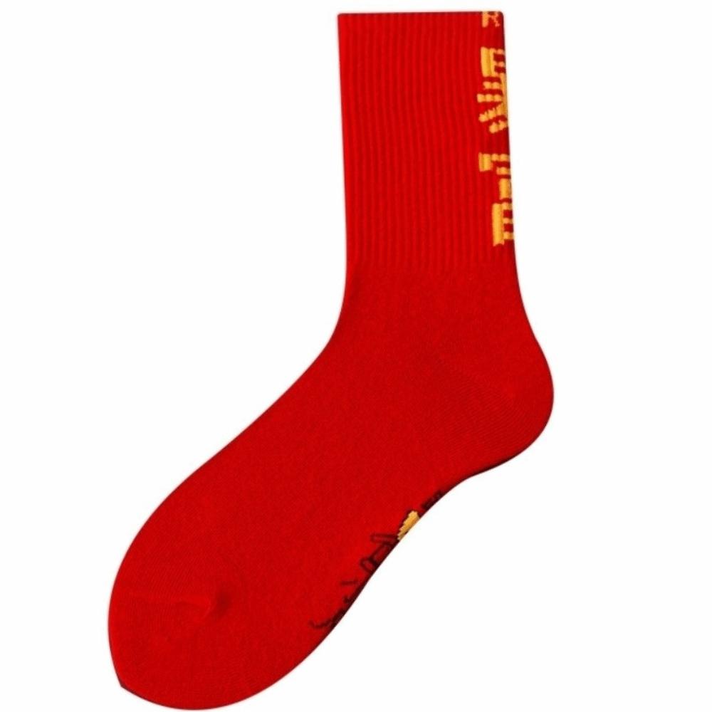 Soft Chinese Character Socks Creative Blessing Words Sock Bring Wealth Red Socks  Lunar New Year