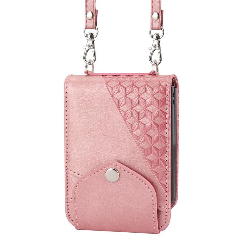 Samsung Z Flip Leather Case, Calf Pattern Full Coverage for Z Flip5, 4, 3.