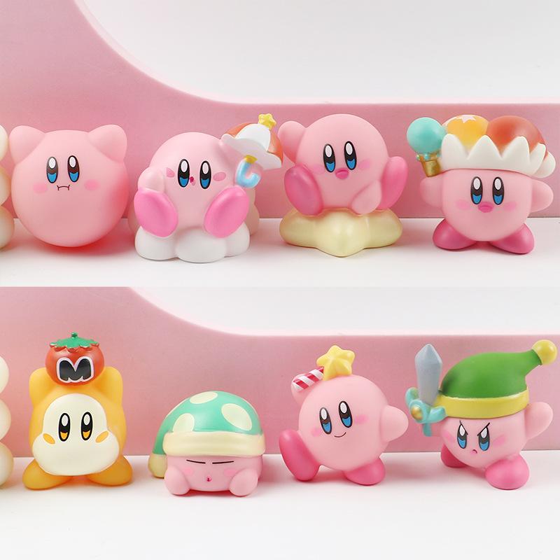 new 8Pcs/Set Games Star Kirby Anime Figure Cute Cartoon Pink Kirby Mini Figure Decorative Collection Toy For Children's Gifts