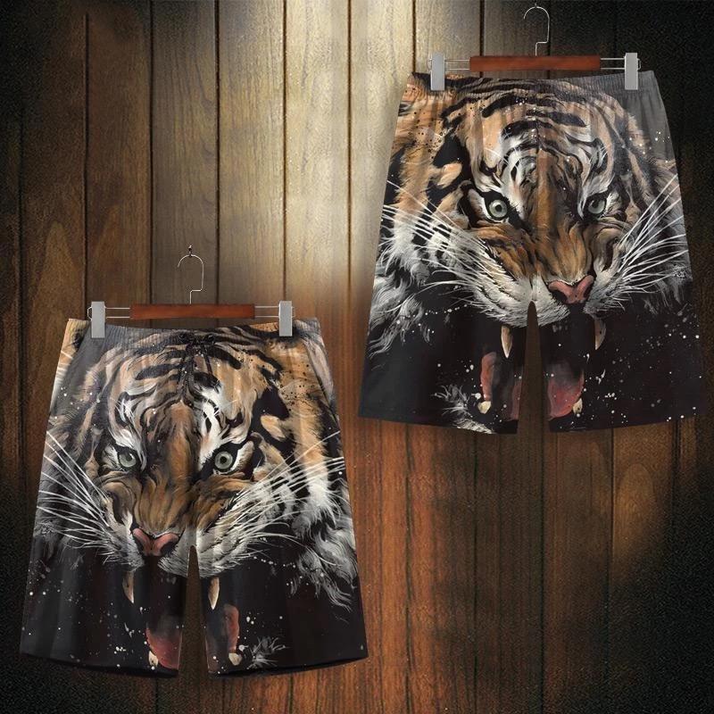 Yellow Black White Tiger Boxing Muay Thai Kickboxing Training Shorts Print Martial Art Boxer Unisex Men Women Kid Fighting Fitness Sport Gym Workout
