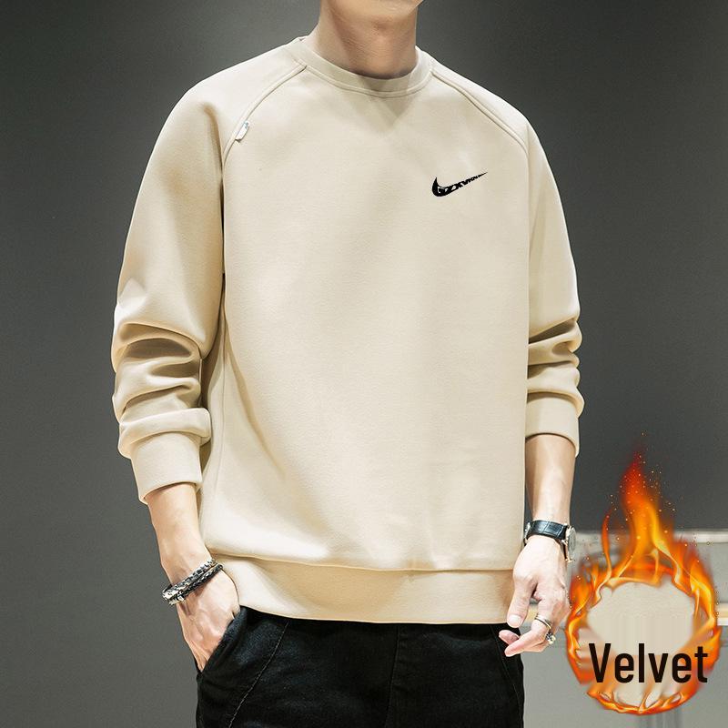 Cross2025 Men's Thermal Fleece Hoodie - Autumn/Winter Plus Size Long Sleeve Casual Base Layer