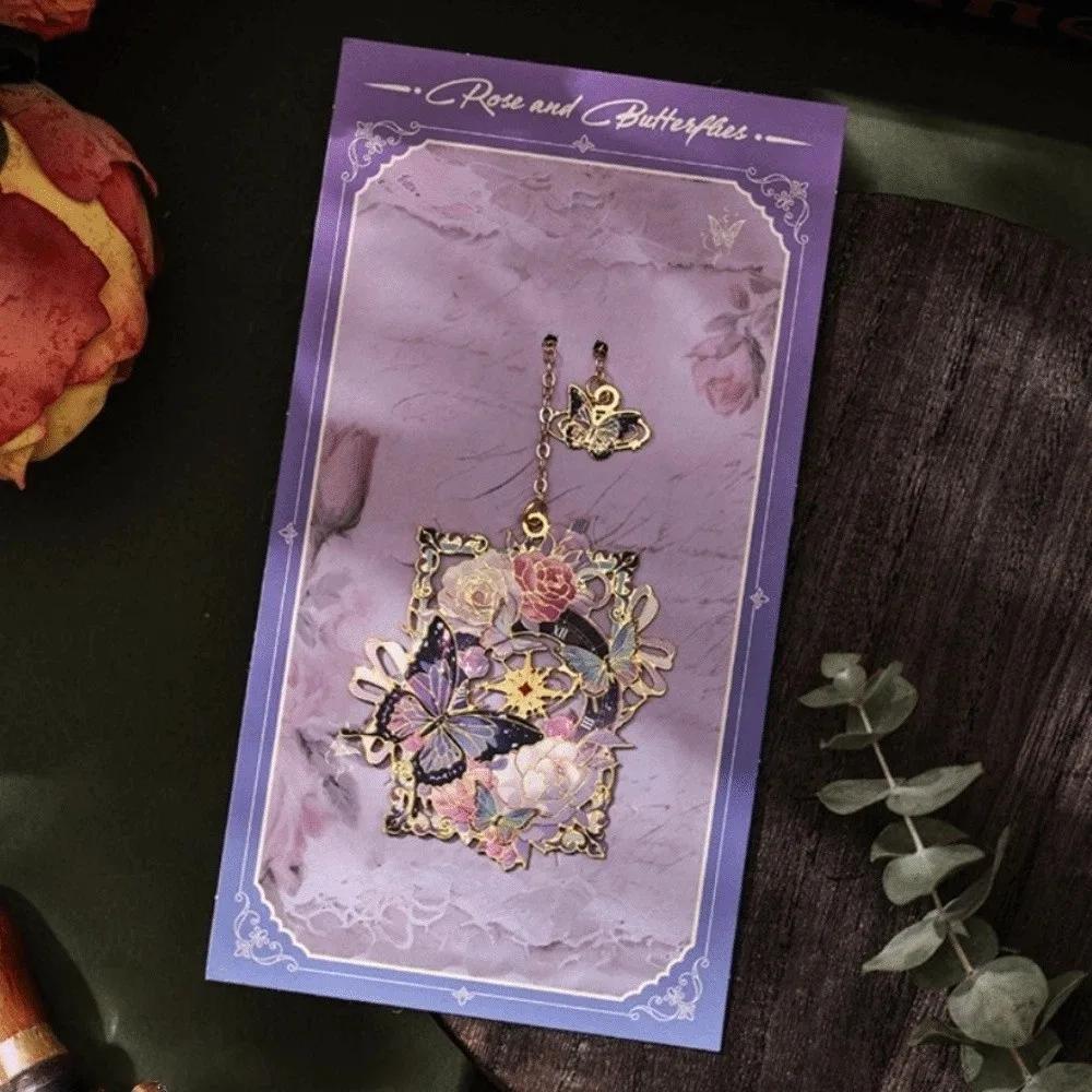 New Retro Style Metal Bookmark Flowers & Butterfly Thin Hollow Book Mark Pendant Style Book Reading Clip Book Lover Gift