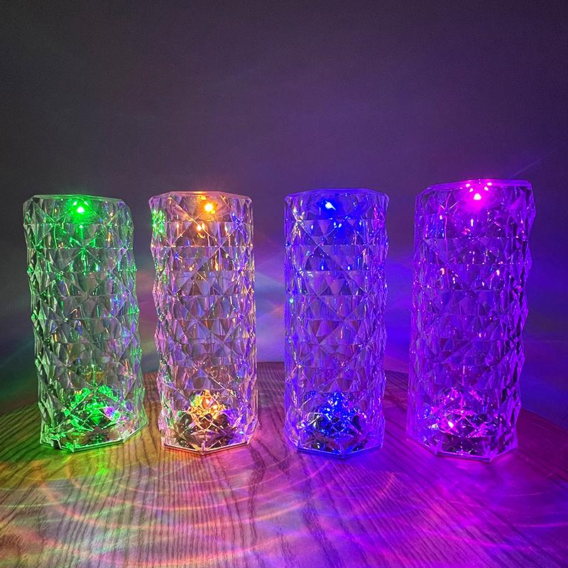 16 Touch Colors Led Rose Home Decor Rechargeable Rose Crystal Desk Lamp Bedroom Bedside Touch Crystal Night Light With Usb