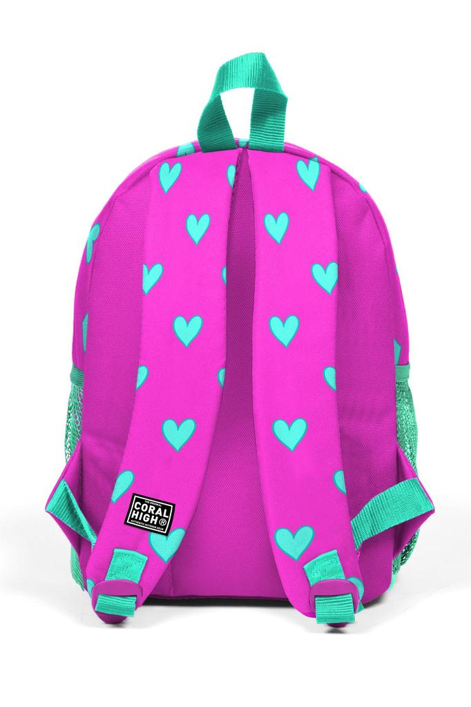 Рюкзак Minik Yuva Неоново-Розовый Вода Зеленое Сердце С Узором Два Отделения 23341