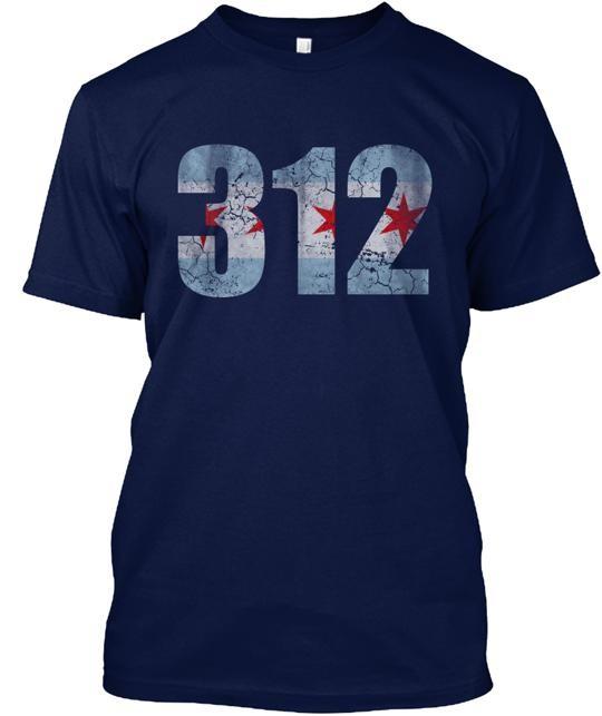 Chicago Flag 312 T-Shirt Made in the USA Size S to 5XL