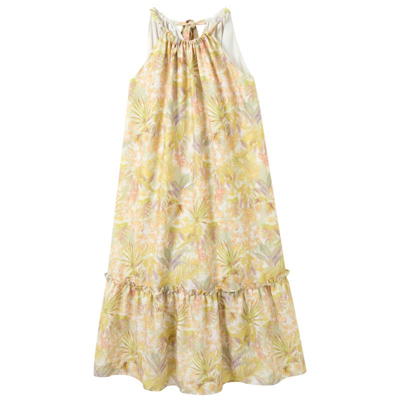 Летнее макси-платье в цветочек с вырезом-халтер