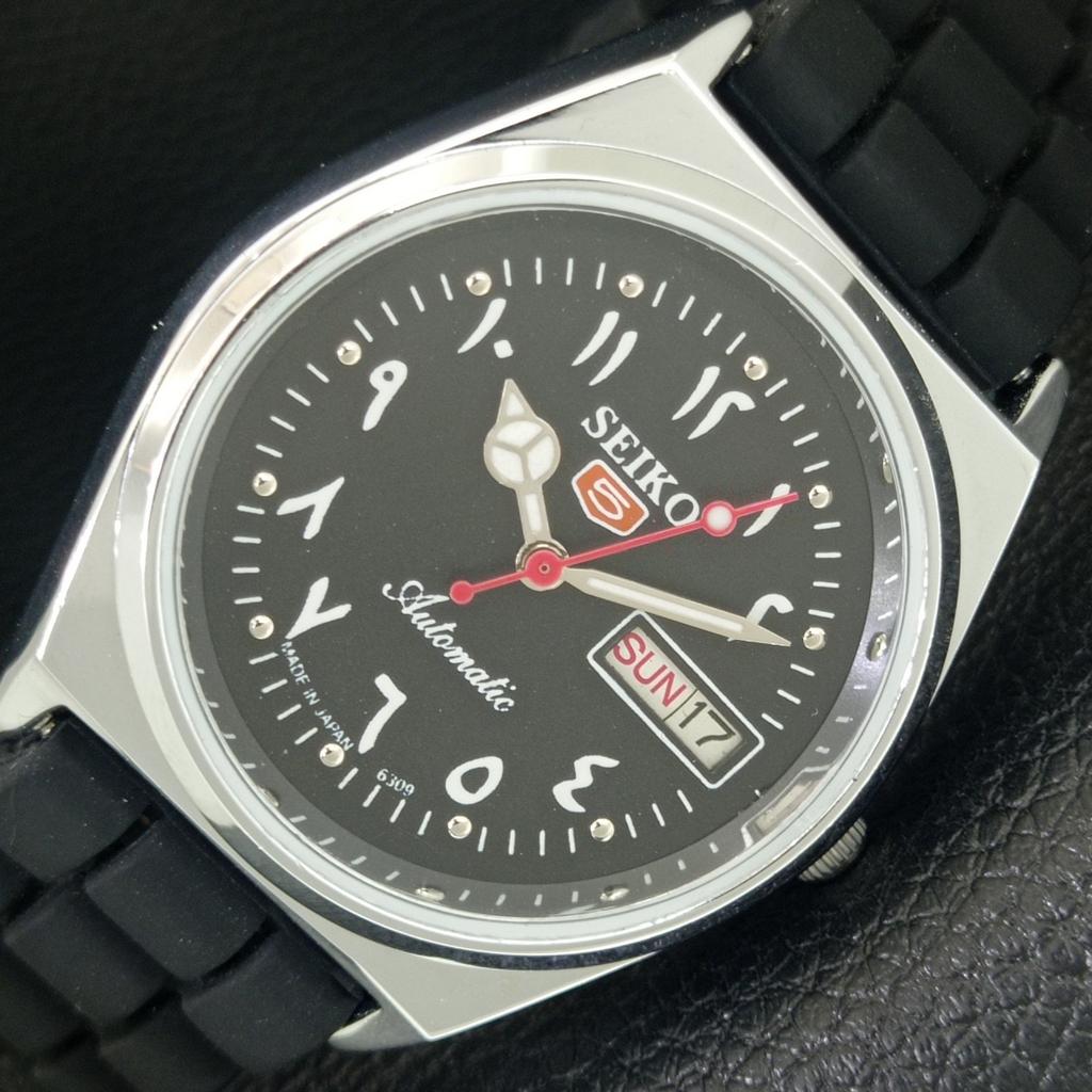ВИНТАЖНЫЕ ОТРЕМОНТИРОВАННЫЕ МУЖСКИЕ ЧАСЫ SEIKO 5 AUTOMATIC 6309A ЯПОНИЯ ЧЕРНЫЕ a442616-1