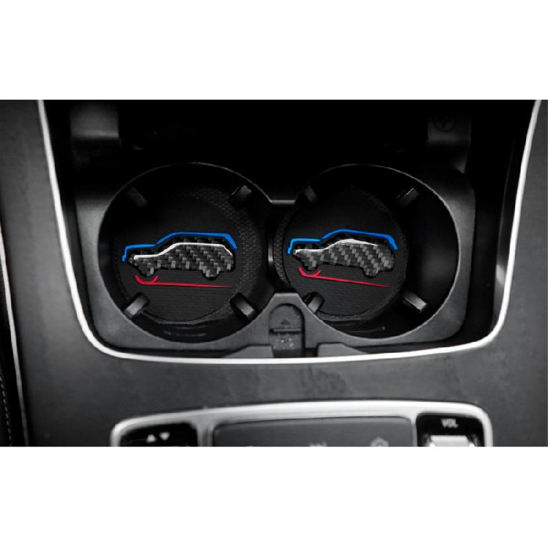A Set Of 2 High-Quality Anti-Slip Elastic Long-Lasting Mats Made Of Real Carbon Fiber For In-Car Cup Holders