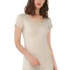 New White Beige Padded French Sleeve KIREILABO Fitte Cotton Blend Seamless Size M Women's Innerwear,
