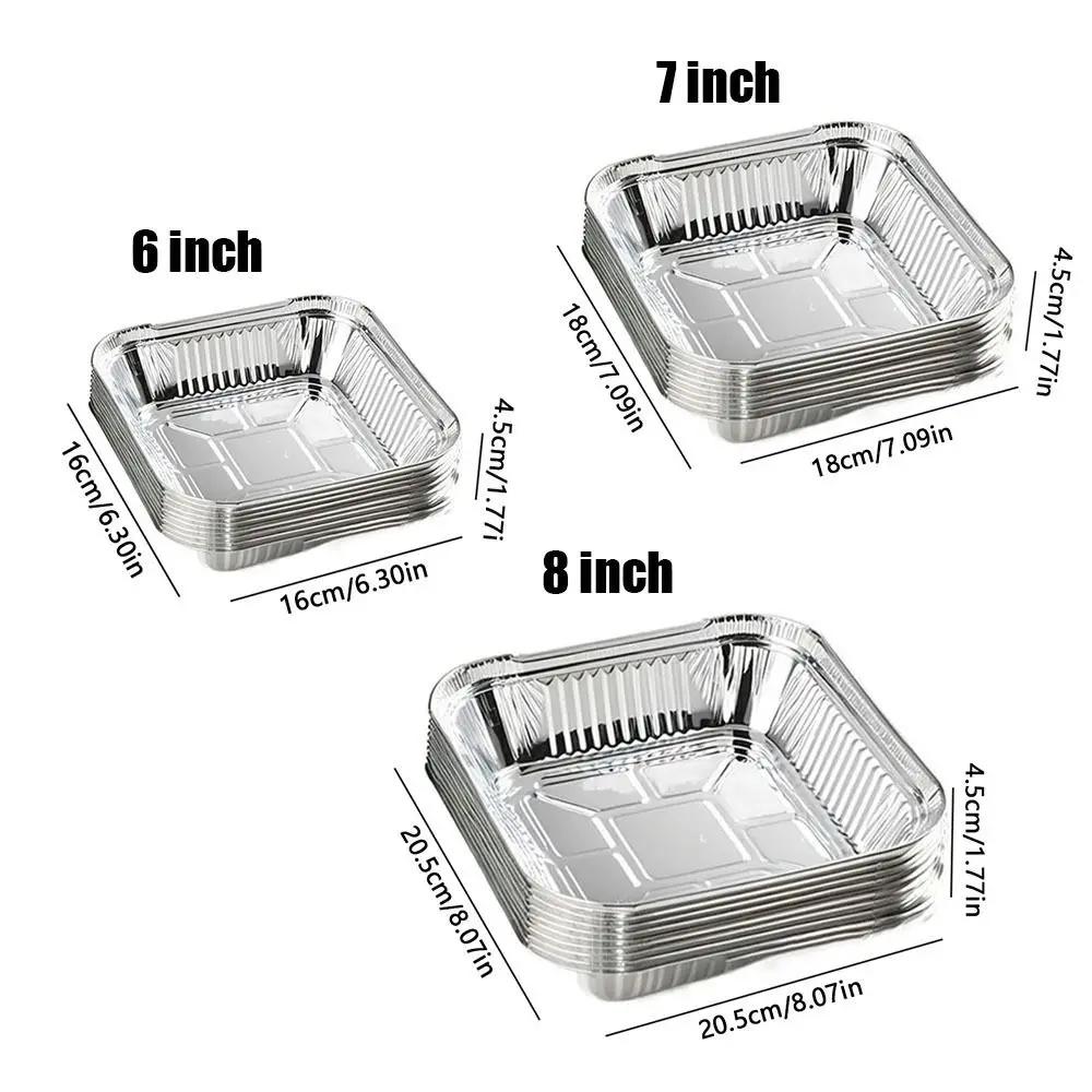 2025 Air Fryer Tin Foil Bowl Household Oven Barbecue Tin Foil Paper Box Thickened Tin Foil Tray
