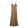 2025 Spring Women's Slim Fit Silk Satin V-Neck Midi Dress