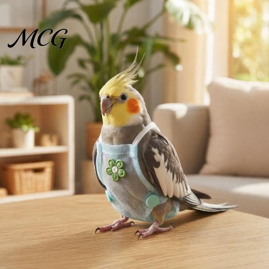 Parrot Travel Harness Diaper Clothes with Leash, Flight Diaper, Reusable Nappy Clothes, Outdoor Training for Parakeet Budgies Conure Lightweight