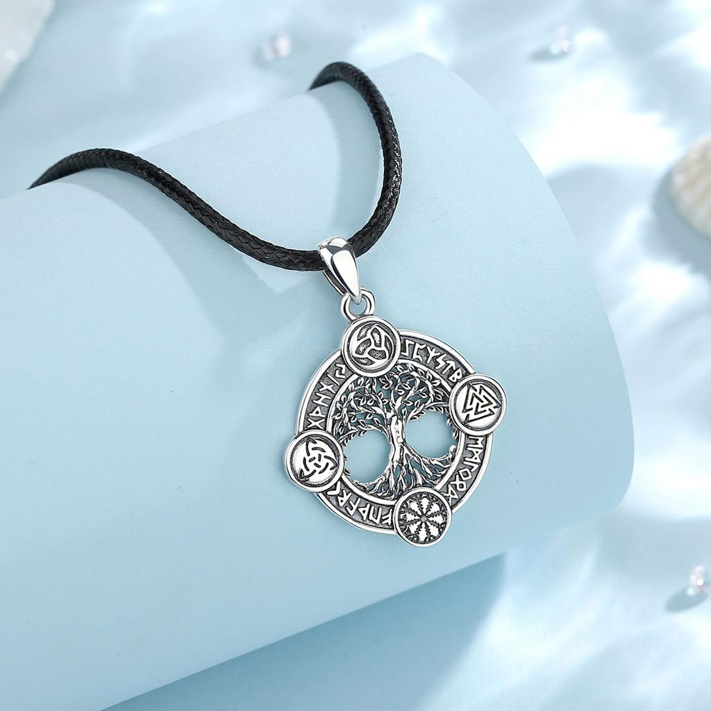 Eudora Серебро 925 Дерево Жизни Ожерелье Руны викингов Hexe Кельтский Узел Иггдрасиль Амулет Подвеска Мужской Viking Украшения