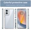 For Motorola Edge 50 Fusion 5G Case WANLONFENG MF Series TPU Acrylic Clear Phone Cover with Tempered Glass Film