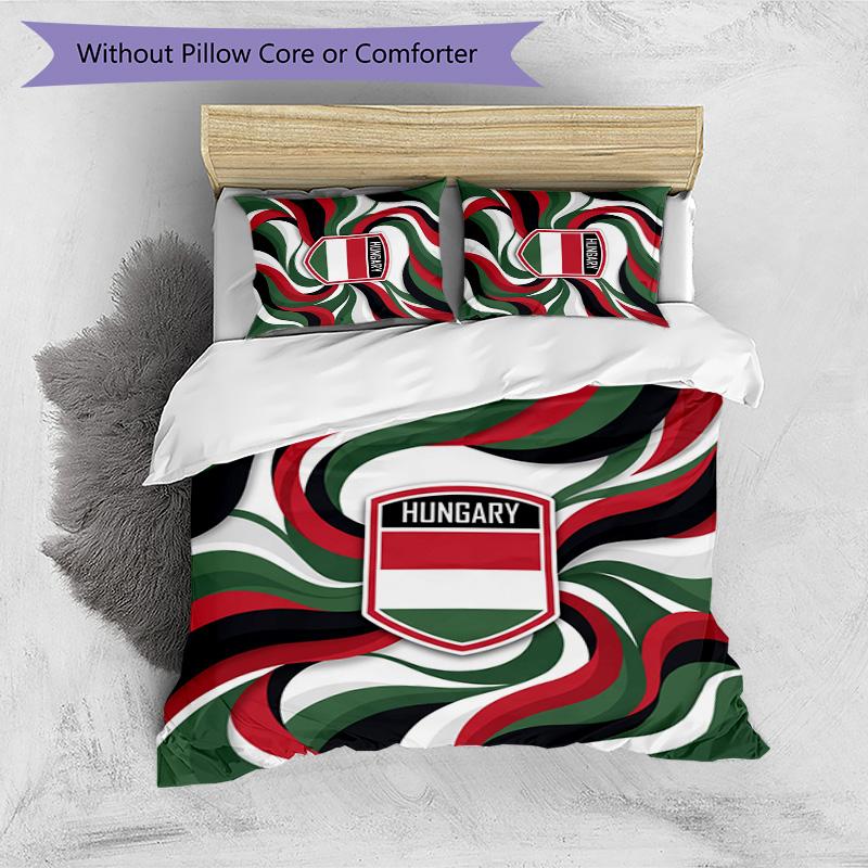 Hungary Football Printed Bedding 3 Piece Set Cozy Breathable Bed Cover Set as Housewarming Holiday Gift