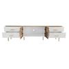 TV Storage Cabinet with LED Light 4 Drawers Spacious Countertop High-Gloss Television Stand Painting Mid Century Modern Living Room Furniture