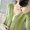 Women's V-Neck Knitted Cardigan Loose Slim Plus Size Sweater All-match Jacket Solid Color Basic Small Cardigans for Spring Autumn