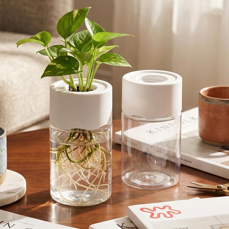 5/1pcs Round Hydroponic Plant Pots Hydroponic Transparent Indoor Plant Pots Decorative Containers Simulated Glass Vase Ornament