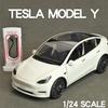 1:24 Tesla Model Y Model 3 Model S Металлический литой игрушечный автомобиль-модель Звук и свет Детская игрушка Коллекционные предметы Подарки на день рождения