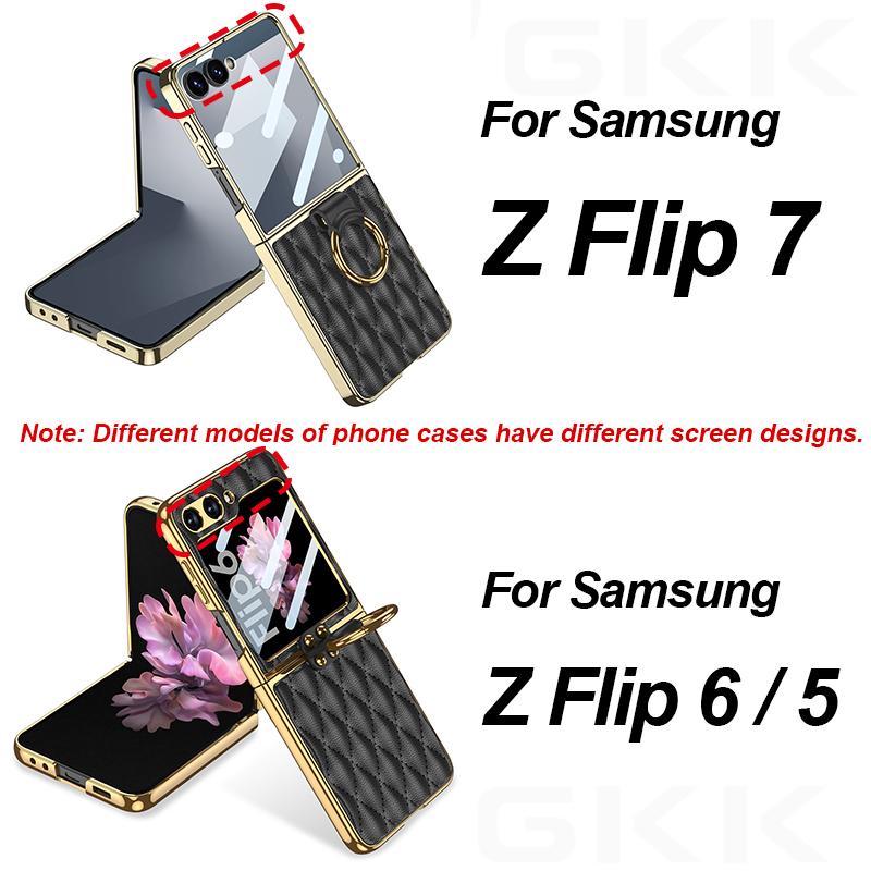 Роскошный кожаный чехол-держатель с алмазным покрытием для Samsung Galaxy Z Flip 7 6 5, защитная крышка с покрытием по краю для экрана для чехла Galaxy Z Flip7