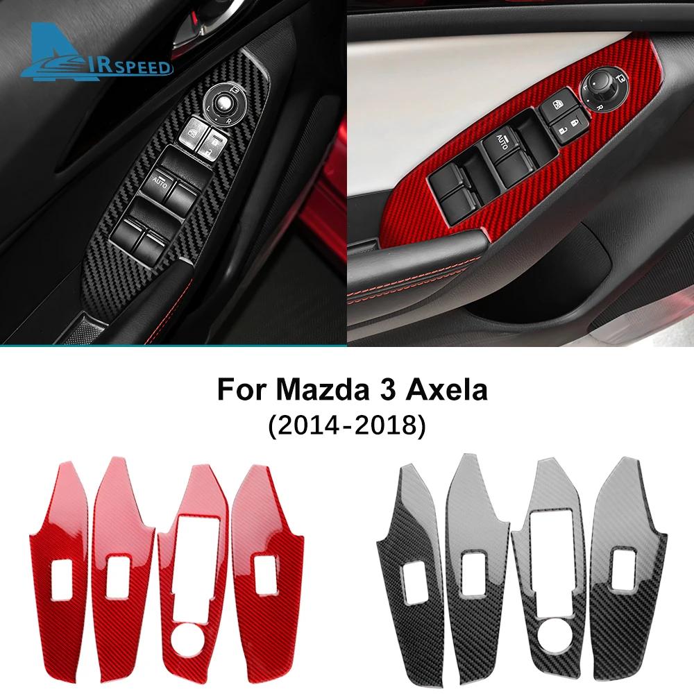 Наклейка из натурального мягкого карбона для Mazda 3 Axela 2014 2015 2016 2017 2018 (левостороннее и правостороннее рулевое управление), декоративная накладка на панель кнопки стеклоподъемника.