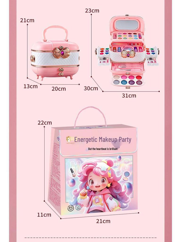 Doll-Inclusive Children's Makeup Set: Princess Cosmetics Box with Nail Polish