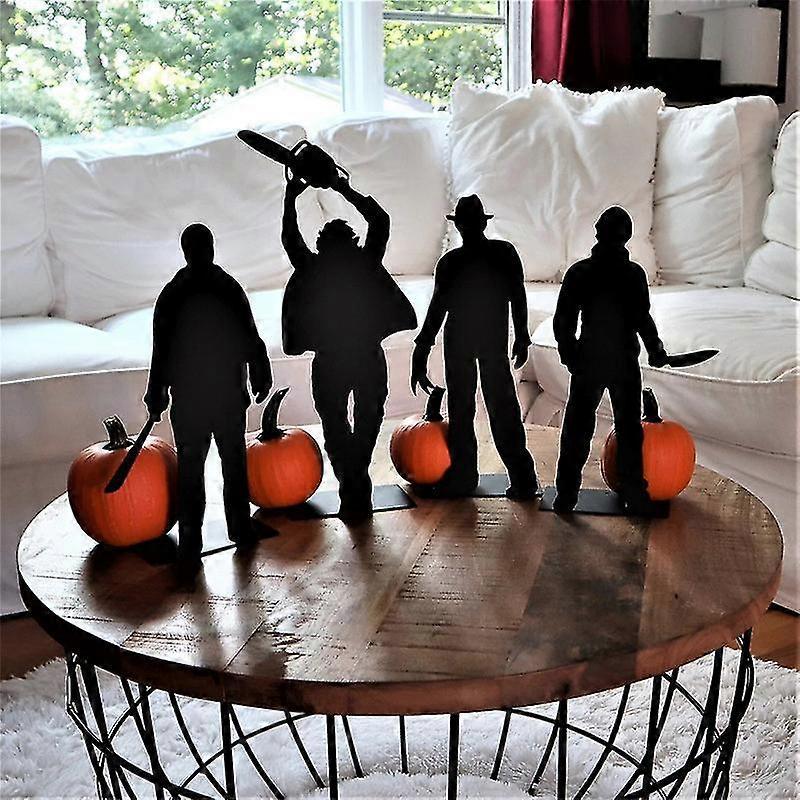 Set Of 4 Halloween Desktop Character Silhouette Ornament Decoration Skeleton Witch - RIpj