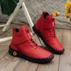 Fashion Woman's  Leather High Top Cotton Shoes Trend Winter Flat Bottom Shoes for Woman Warm Cotton Shoes Soft Bottom Non-slip Boots