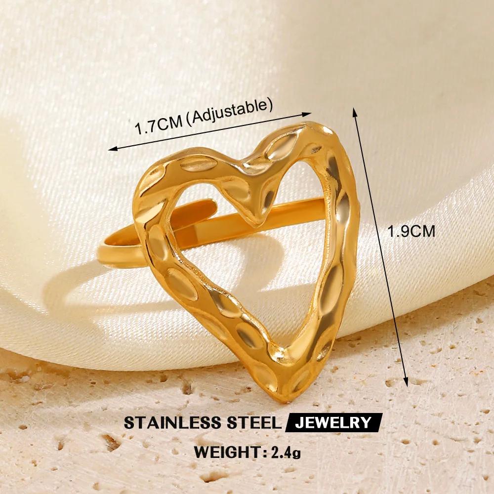 1Pc Stainless Steel Gold Color Rings For Women Waterproof Geometric Open Finger Ring Girls Fashion Daily Jewelry Accessories