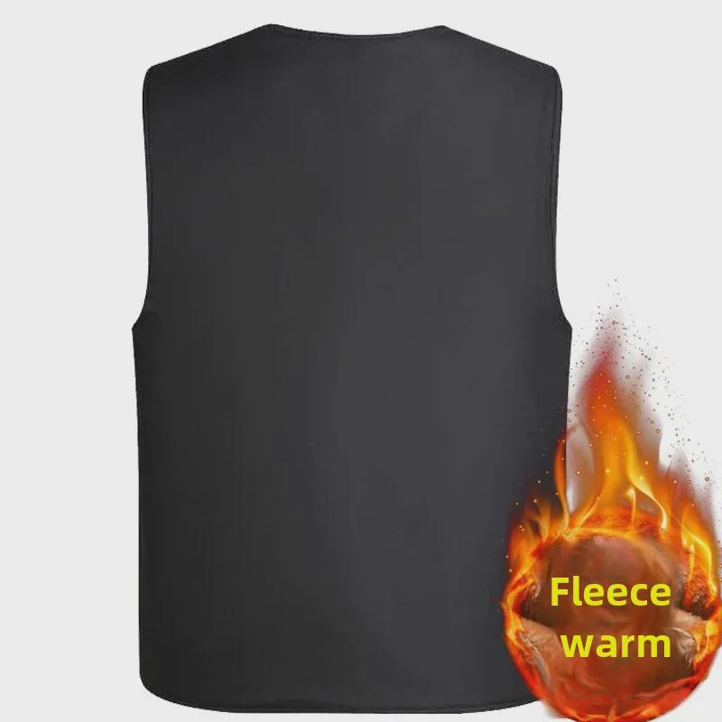 Теплый жилет из хлопка с плюшевой подкладкой для мужчин среднего и пожилого возраста на осень/зиму