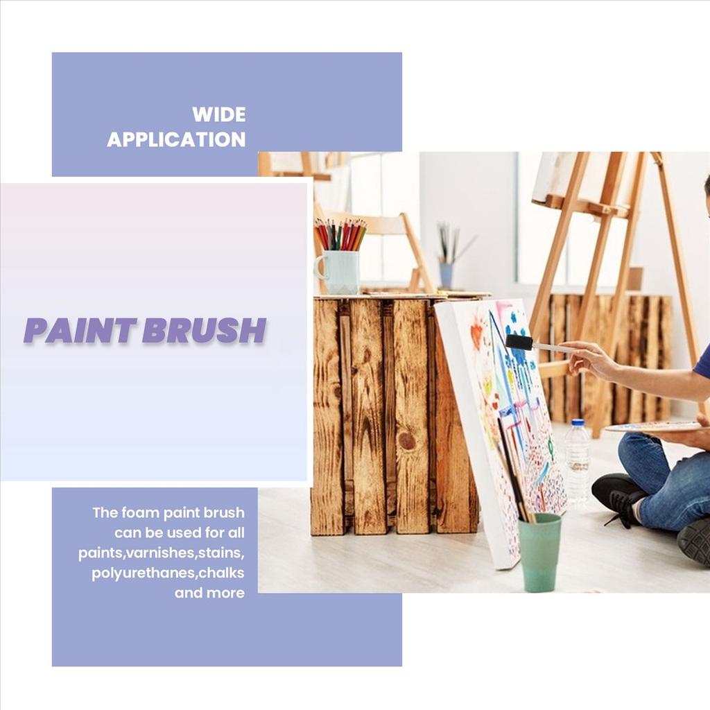 BHBL 100Pcs Foam Brush,Sponge Wood Handle Paint Brush,Foam Paint Brushes,1inch Foam Brush Painting Set for Acrylics,Crafts