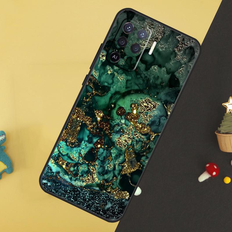 Роскошный художественный чехол с золотой фольгой для Oppo A96 A76 A16 A17 A57 A60 A40 A80 A18 A38 A58 A78 A98 A15 A54 A74 A94 A6 A5 Pro