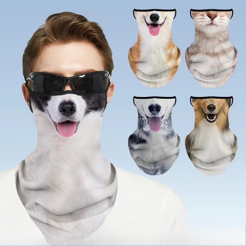 Креативный узор кошки собаки Спорт на открытом воздухе Маска от солнца Езда по дороге Защитная маска на пол-лица Летняя дышащая маска для лица из ледяного шелка